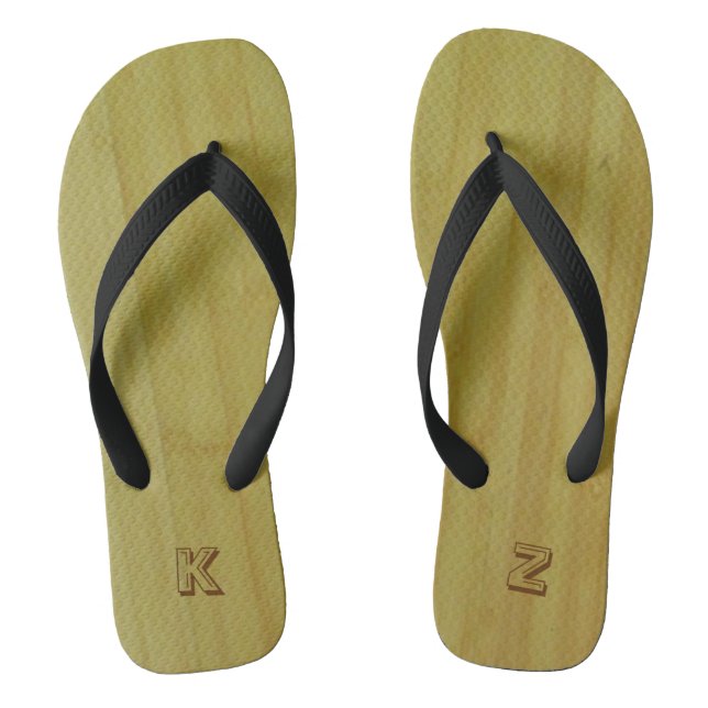 Tongs Feuilles - Cartes en bambou avec initiales (Semelle)