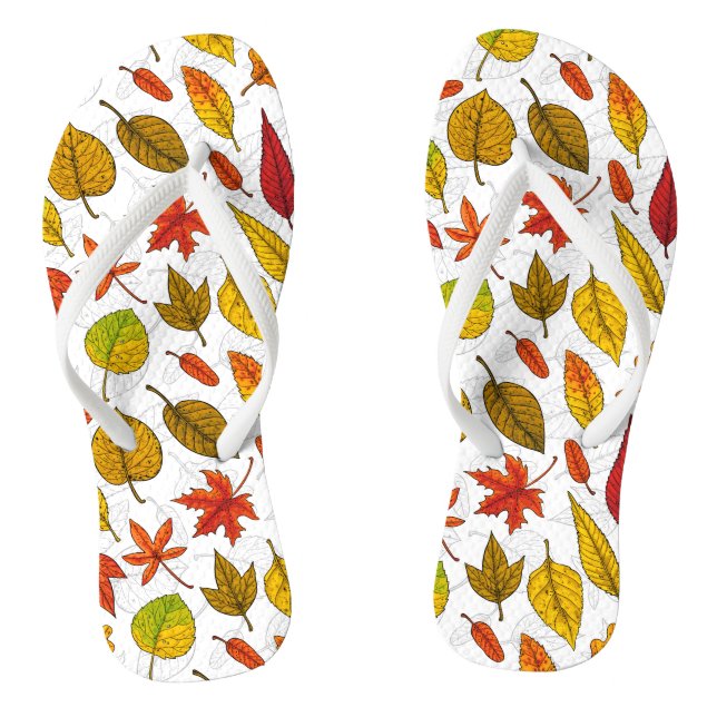Tongs Feuilles d'automne en blanc (Semelle)