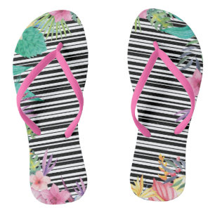 Tongs Feuilles de feuillets d'impression tropicales