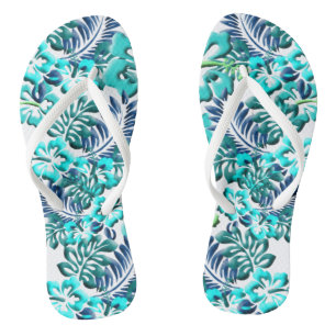 Tongs Feuilles de fleurs tropicales d'Hibiscus
