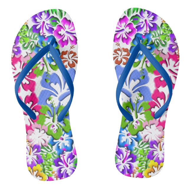 Tongs Feuilles de fleurs tropicales d'Hibiscus (Semelle)