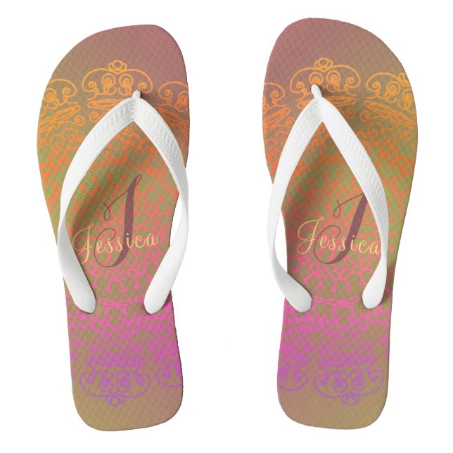 Tongs Feuilles de monogramme mandala de Monogramme décli (Semelle)