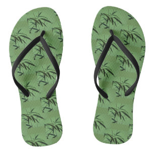 Tongs Feuilles de Motif en bambou vert