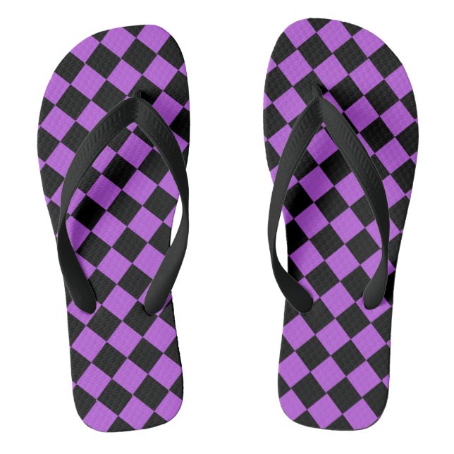 Tongs Feuilles de Motif violet et noir diamant (Semelle)