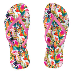 Tongs Feuilles de perroquets et palmiers