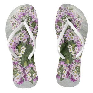 Tongs Feuilles de pétunias violet et blanc