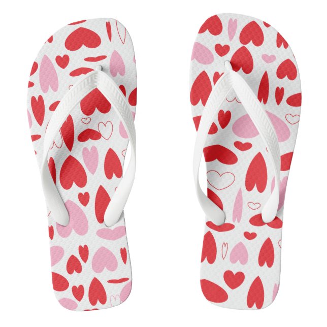 Tongs Feuilles de talons de coeur éparpillées (Semelle)
