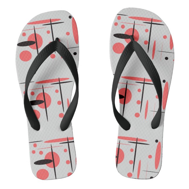 Tongs Feuilles d'été rouge, noir et blanc (Semelle)