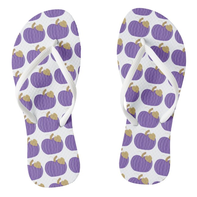 Tongs Feuilles d'or violet Citrouille Motif Autumn FlipF (Semelle)