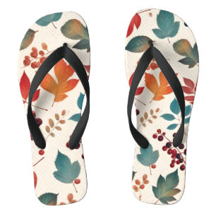 Tongs Feuilles et baies éparpillés