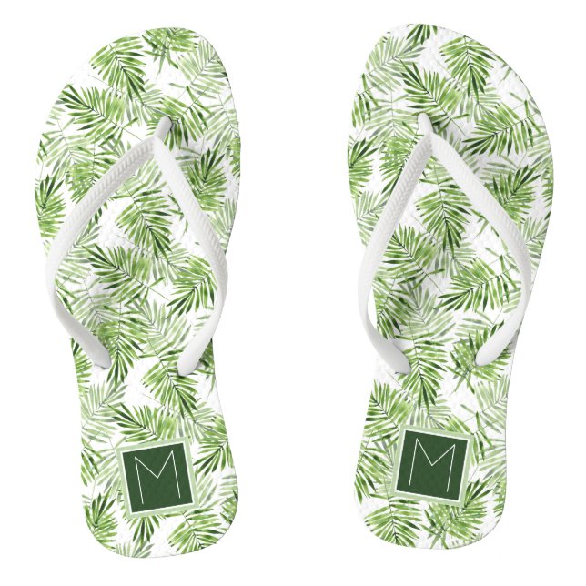Tongs Feuilles Green Palm| Monogramme (Semelle)