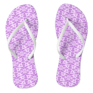 Tongs Feuilles motifs violettes bleu tulipe
