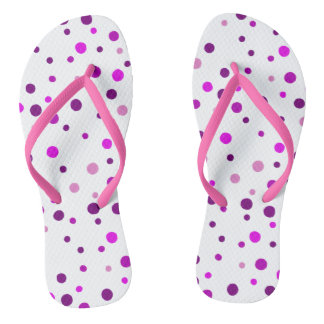 Tongs Feuilles Pois violettes roses
