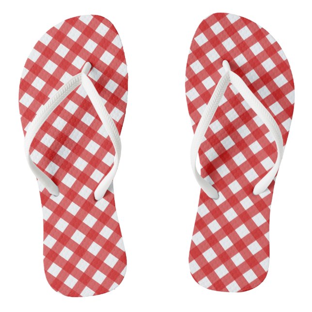 Tongs Feuilles rouges En vichy Motif (Semelle)