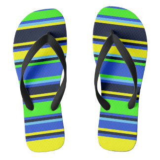 Tongs Feuilles Unisex Bleues, Lime Et Jaunes