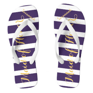 Tongs Fille personnalisée d'honneur violet jaune n'impor