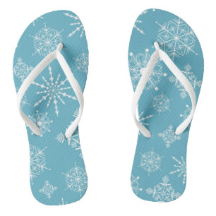 Tongs Flèches de neige blanches et bleues sur glace en h