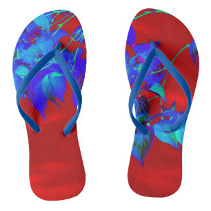 Tongs Flèches Feuilles Red Sky Blue