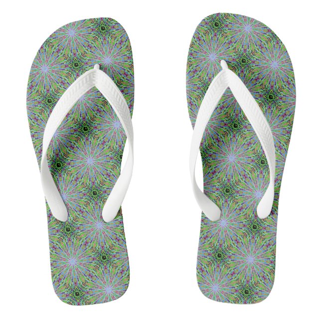 Tongs Flèches plage Vert Blanc Kaleidoscope Mandala (Semelle)