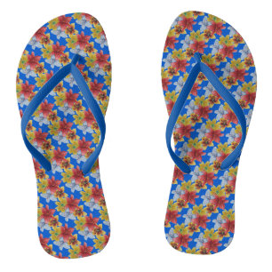 Tongs fleur de lys coloré original motif floral