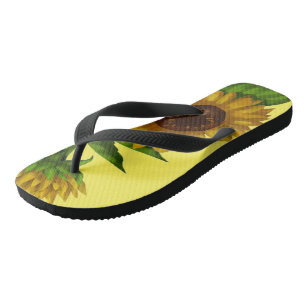 Tongs fleur de soleil jaune floral nature