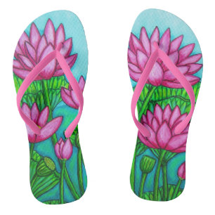 Tongs Fleur Lotus Funky Personnalisé Adulte, Sangles Min