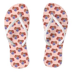 Tongs fleurie rose originale et colorée motif