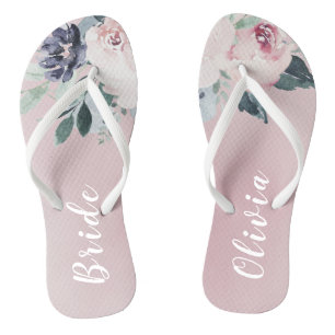 Tongs Fleuron botanique fleuri fleuri Mariée personnalis