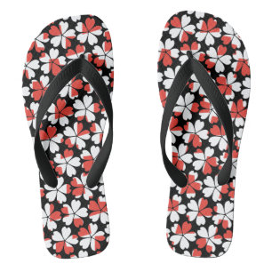 Tongs Fleurs blanches rouges mignons motif
