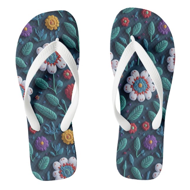 Tongs fleurs brodées (Semelle)