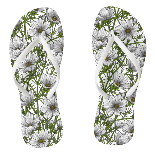 Tongs Fleurs cosmos blanches (Semelle)