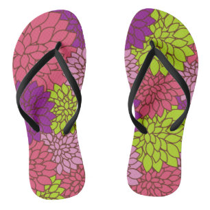 Tongs Fleurs Dahlia, Fleurs Colorées, Motif Floral