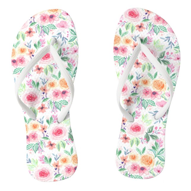 Tongs Fleurs d'aquarelle et feuilles (Semelle)