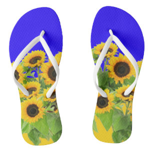 Tongs Fleurs de soleil - Liberté Ukraine Paix drapeau uk