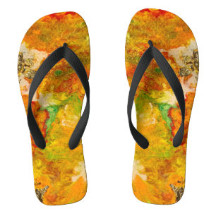 Tongs Fleurs d'été Orange or jaune
