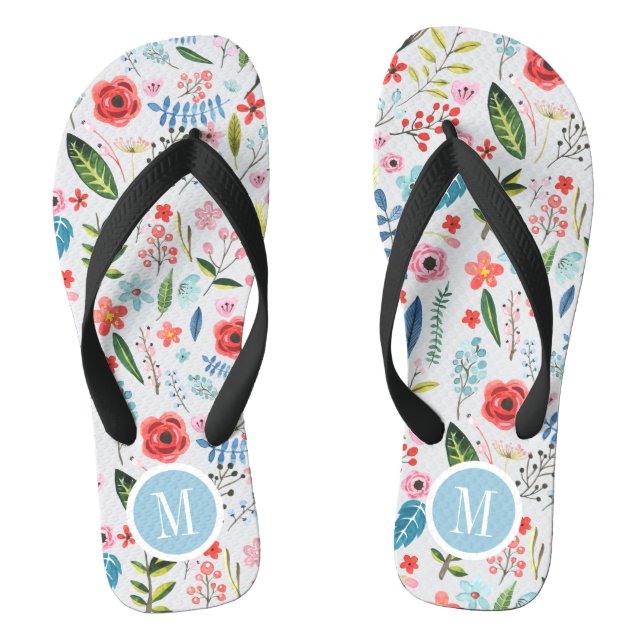 Tongs Fleurs et feuilles tropicales mignonnes Motif bota (Semelle)