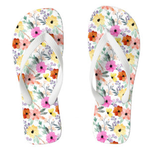 Tongs Fleurs florales roses, rouges, jaunes