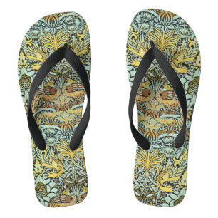 Tongs FLEURS, PEACOCKS ET DRAGONS, Jaune Blanc Noir