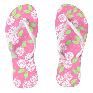 Tongs Fleurs rose et vert