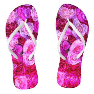 Tongs Fleurs Roses romantiques Bouquet Floral Rose
