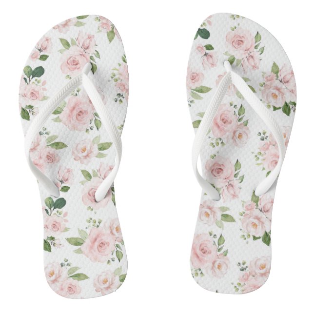 Tongs Fleurs roses, Roses roses, Fleurs Aquarelles (Semelle)