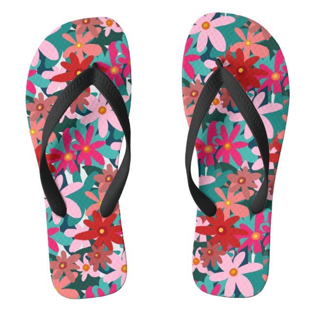 TONGS FLEURS ROUGES (Semelle)