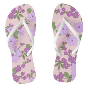 Tongs Fleurs Violettes, Modèle Floral, Motif De Fleurs