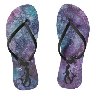 Tongs Flip-Flops adultes"Inkblots bleu roseSirène verte"