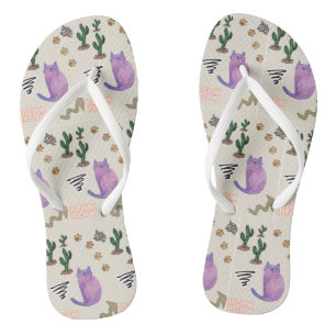 Tongs Flip Flops Chat Poisson Cactus Pâtes Meow