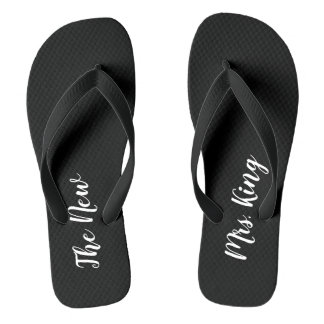 Tongs Flip Flops Mariage noir et blanc de nom personnali