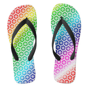 Tongs Flip Flops - Motif arc-en-ciel en Motif blanc