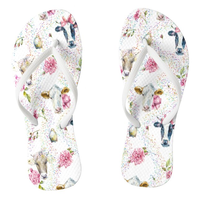 Tongs Flip Flops pour elle avec conception de vache (Semelle)