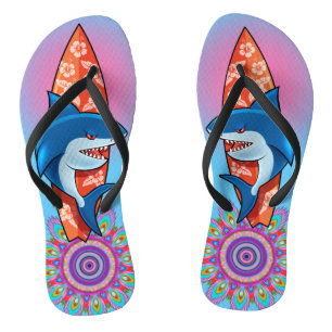Tongs Flip Flops Shark surf hippy boho