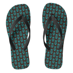 Tongs Flip Flops/Turquoise Damask